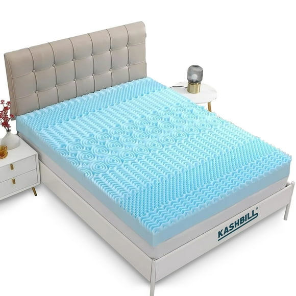 Cubrecolchón Kashbill Memory Foam Individual, 7 Zonas de Soporte, 5 cm de Profundidad, Hipoalergénico, Antibacterial y Transpirable - Ayuda a Prolongar la Vida de tu Colchón