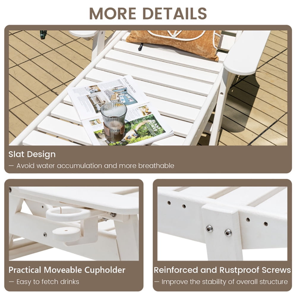 Aimee Lii Weatherproof Patio Lounge Chair with Adjustable Back and Cup Holder, Patio Loungers, White Aimee Lii Weatherproof Patio Lounge Chair with Adjustable Back and Cup Holder, Patio Loungers, White