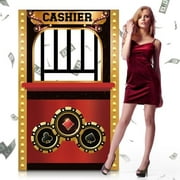 5ft Las Vegas Casino Night Party Decoration Cashier Cardboard Cutout Stand-up Life-Size Casino Night Photo Prop Sign for Poker Party Vegas Themed Events Backdrop Decor