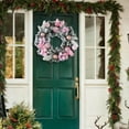 thumbnail image 4 of Cinvoph 11.8" Christmas Pine Wreath Exquisite Faux Wreaths for Front Door, Wreath with Xmas Decorations for Fireplace, Mantle ,Wall, Windows Home, Indoor Outdoor Decor, Pink, 4 of 6