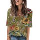 thumbnail image 1 of Fiudx Liquidación de Ofertas Flash Camiseta de Manga Corta con Cuello En V Estampada Informal a La Moda para Mujer, 1 of 4