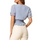 thumbnail image 3 of Blusa de gasa con mangas abullonadas y fruncidas INSPIRE CHIC para mujer en azul grisáceo XL, 3 of 6