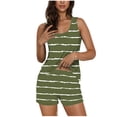 thumbnail image 3 of Ensemble Décontracté et Confortable pour Femme, Blouse T-Shirt Sans Manches à Col Rond Imprimée et Short, Tenue de Détente et de Vacances, Haut Assorti 2 Pcs JASKFLY Vert Armée G, 3 of 6