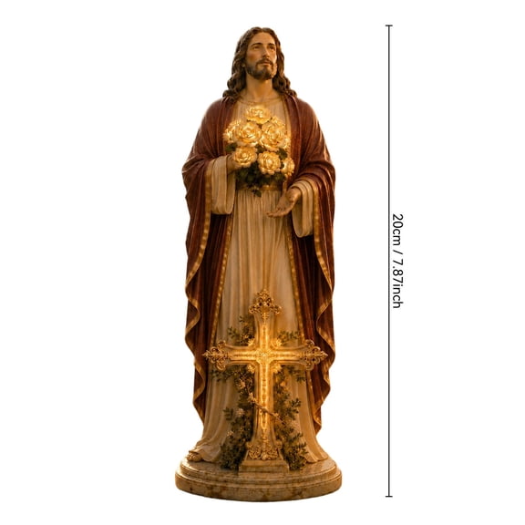 Virelaxpo LED Religious Figurine Light Jesus Statue with Glowing Effect for Home Altar Decor and Spiritual Settings