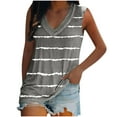 thumbnail image 2 of Brilliant Womens Tank Tops Plus Size Fashion Women's Summer V-Neck Sleeveless Striped Casual Tank Top Blouse (Gray,L), 2 of 6