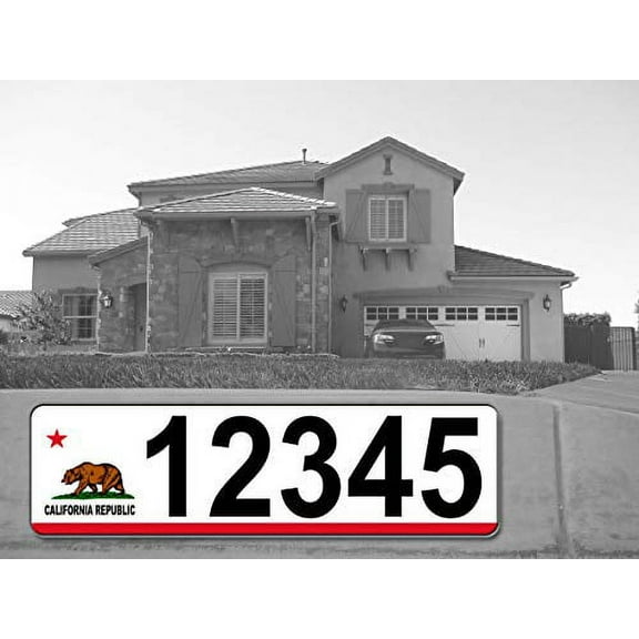Curb-N-Sign, Reflective Curb Address Plaque, 5x18in, California Flag