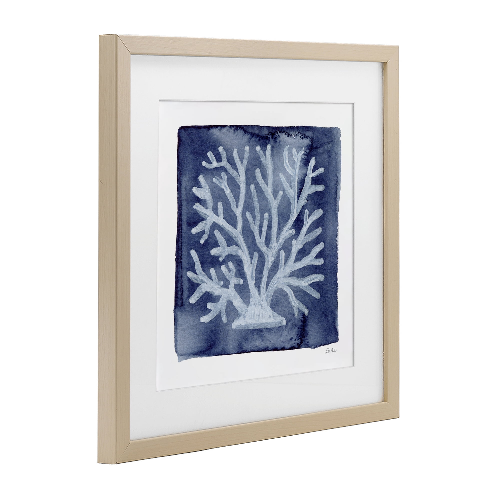 Stupell Industries White Coral on Indigo Birch Framed Print Under Glass, design by Patti Bishop