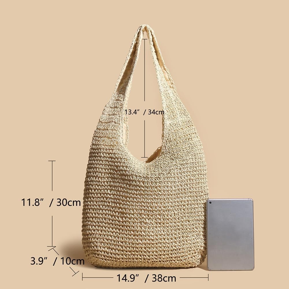 CoCoMangos Straw Hobo Bags for Women Vintage Handbag Tote Bag Boho Crochet Beach Bag Trendy Handwoven Shoulder Bags Purse
