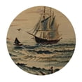 thumbnail image 4 of BANET Chinoiserie Ancient Scenic Sailing Boat Round Tablecloth Aqua Cloth Table Cover Outdoor Polyester Table Decor for Dining Table Buffet Parties Camping 42"-46, 4 of 8