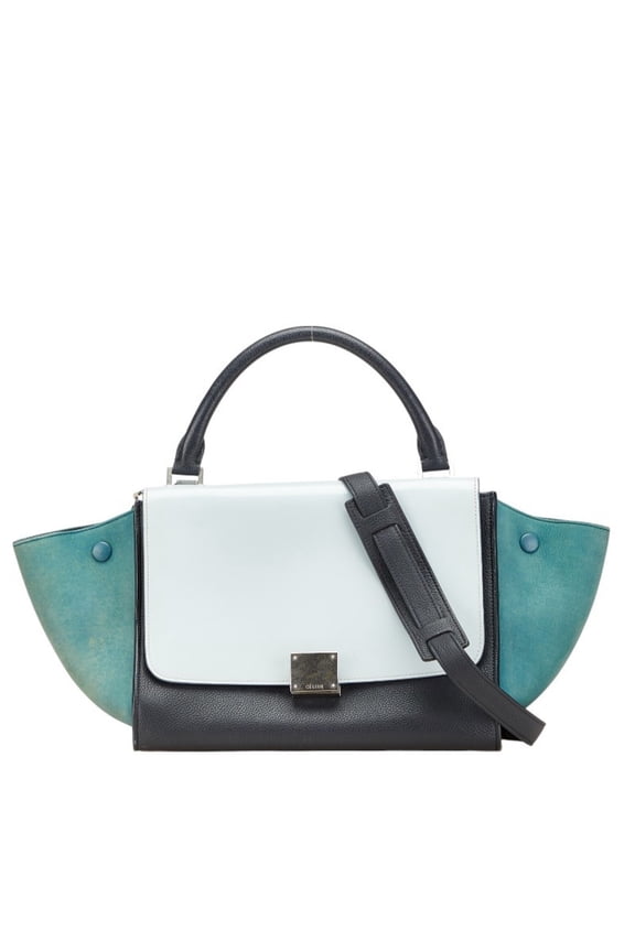 Pre-Owned Celine Trapeze Small Handbag/Shoulder Bag, 2-Way, Black, Blue, Leather, Suede,...