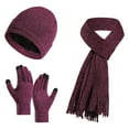 thumbnail image 3 of Baqcunre Scarf, Hat, Glove Set, Women's New Winter Thickened Warm Hat Scarf Glove Knitted Three Piece Set, Scarf for Women, ,, 3 of 4