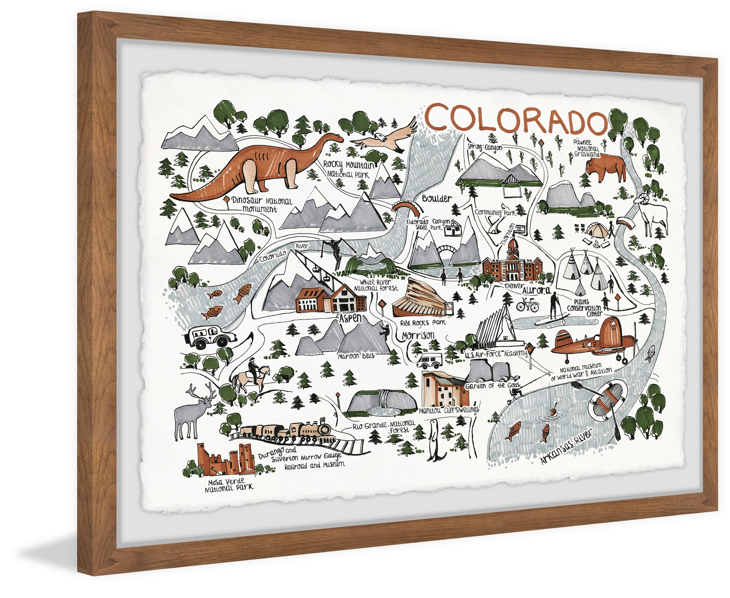 Marmont Hill Colorado Map Destinations IV Framed Wall Art, 16" x 24"