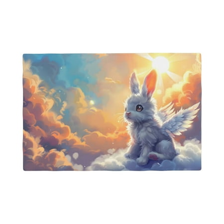 

Placemats Set of 4 / 6 Sunshine Colorful Cloud Rabbit Placemats for Dining Table Indoor/Outdoors Heat Resistant Washable Placemats 18 x 12