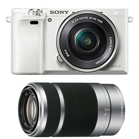 Sony Alpha a6000 Camera with 55-210mm and 16-50mm Power Zoom Lenses - Includes Camera with 16-50mm Power Zoom Lens and 55-210mm Zoom Lens (Silver)