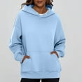 thumbnail image 2 of Women'S Fleece-Lined Hooded Sweatshirt, Casual Relaxed Fit With Kangaroo Pocket, Soft Long Sleeve Streetwear For Everyday Wrm Womens Cardigan Crop Tops Workout Hoodie (XXL, Light Blue) ZMTing, 2 of 3