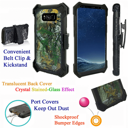 for 5.8" Samsung Galaxy S8 Case Phone Case Cover Crystal Holster Clip Kick stand Armor Layers Grip Sides Corner Protector Shock Bumper Camo