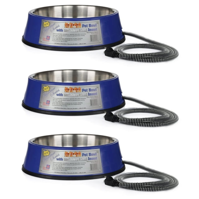 Farm Innovators Heated Pet Bowl with Stainless Steel Insert (3 Pack)