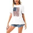 thumbnail image 3 of American Flag Shirt Patriotic T-Shirt: Women 4th of July Tops USA Red White Blue Tee Memorial Day Button down Shirts, 3 of 6
