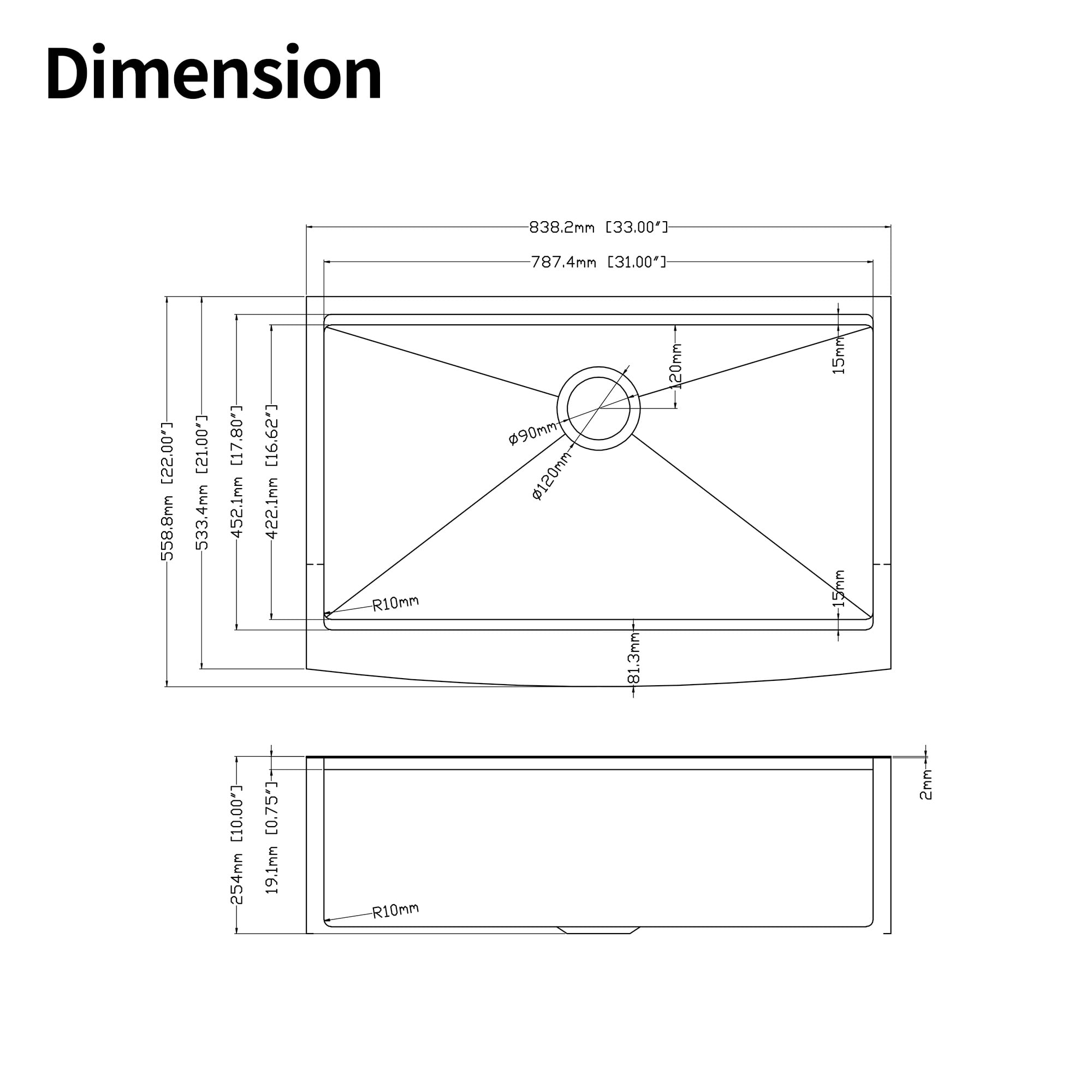 Izzovium 33x22x10" Farmhouse Apron Single Bowl Stainless Steel Kitchen Sink with Workstation, Matte Black, Integrated Ledge for Accessories & Multifunctional Workspace