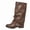 Brown, variant on Women's Mid-Calf Slouch Boots with Ankle Buckle Strap – Vintage Faux Leather Riding Boots, Slouchy Low Heel Casual Winter Boots