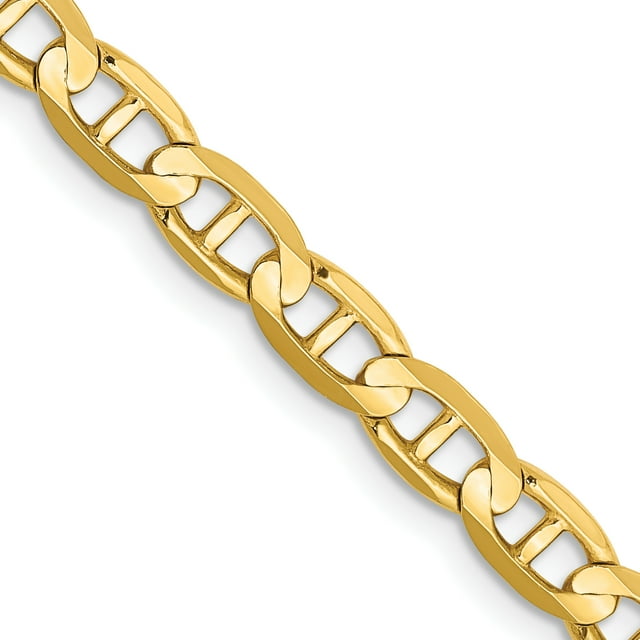 14k Yellow Gold 18 Inch 4.5mm Concave Anchor Chain Necklace Pendant Charm