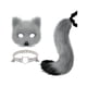 thumbnail image 5 of Máscara de Therian y cola de zorro, máscara de anime, disfraz de animal lindo, conjunto de cola para Gris, 5 of 9