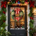 thumbnail image 5 of Cheapark 15.7in Christmas Wreath Decor - Red Gold Bow & Flower Accents, Festive Door Window Wall Hanging for Holiday Home Party, 5 of 7