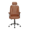 thumbnail image 4 of Atlin Designs Chaise de Bureau Pivotante en Faux Cuir en Brun Clair, 4 of 5