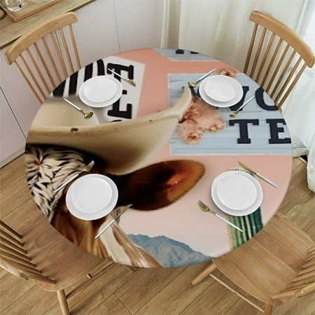 

BCIIG Cactus Round Table Cover Stain Resistant Washable Indoor Outdoor Tablecloth Kitchen Dining Wedding Parties Waterproof Fabric 100% Polyester 42-46
