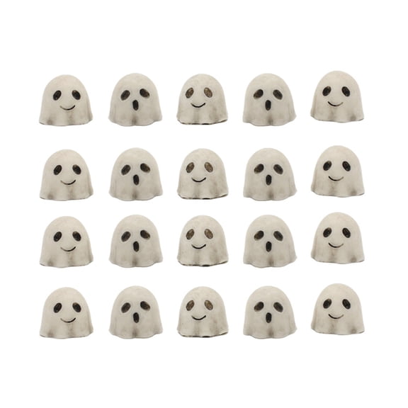 Halloween Decorations, 20Pcs Resin Ghost Figurines Set, Mini Spooky Ghost Statues for Garden Potted Decor, Creepy Head Ornaments for Halloween Party Supplies, Indoor Outdoor Tabletop Display