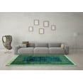 thumbnail image 3 of Ahgly Company Indoor Rectangle Oriental Turquoise Blue Modern Area Rugs, 7' x 9', 3 of 4