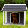 thumbnail image 3 of Pefilos 39" Outdoor Wooden Dog Houses for Small and Medium Dogs Outside, Waterproof Pet House Rabbit Hutch, Windproof and Warm Dog Kennel with Porch Deck, Gray, 3 of 19