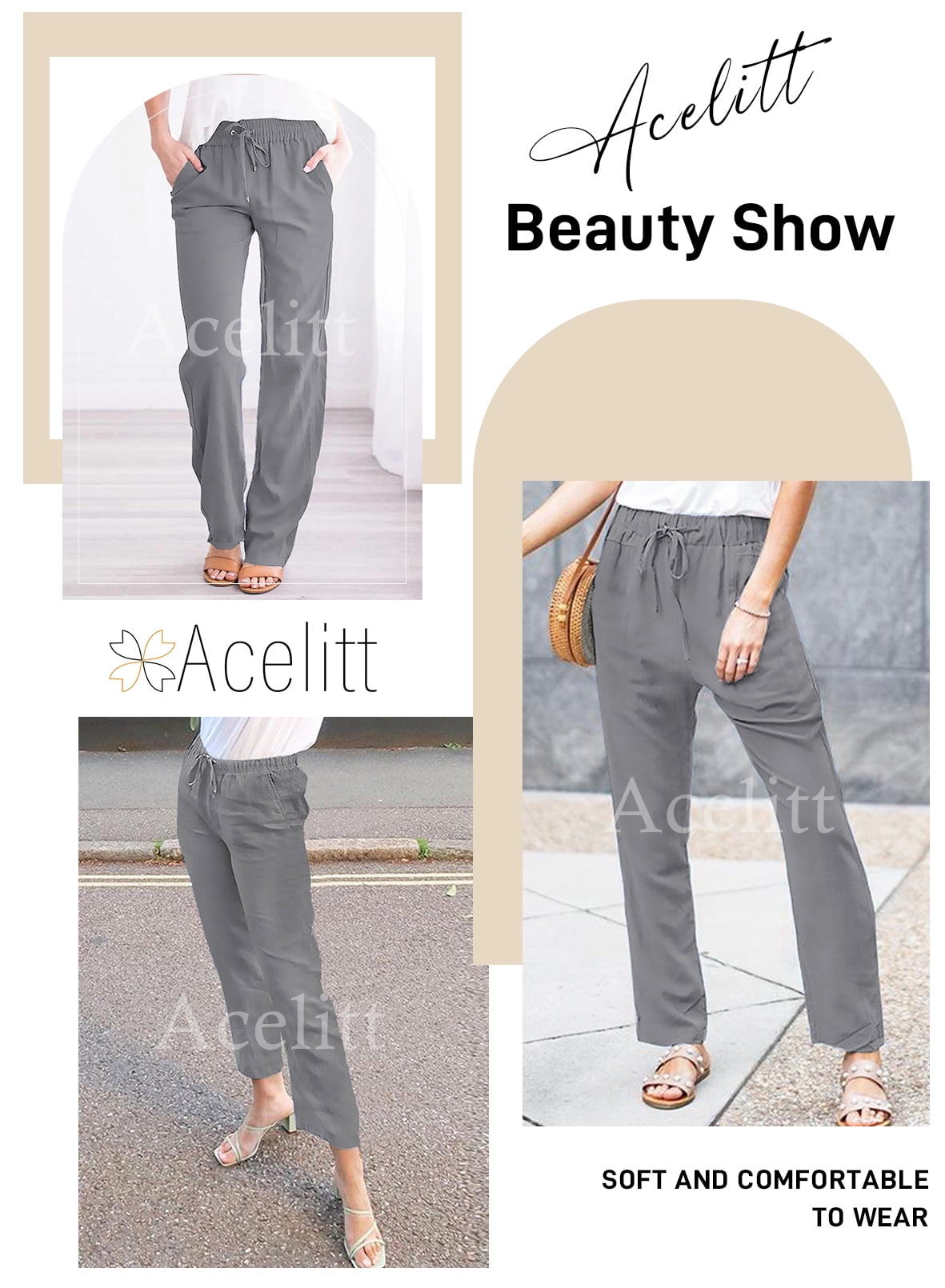 Acelitt Women Casual Ribbed Knit Pants Elastic High Waisted Trendy Fall  Fashion 2023 Loose Wide Leg Flowy Lounge Palazzo Sweater Pants Trousers  Apricot Medium at  Women's Clothing store