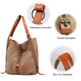 thumbnail image 3 of Handbag Canvas Shoulder Bag School Handbag for Women Convertible Backpack Brown, 3 of 5
