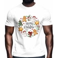 thumbnail image 2 of Mens T Shirts Merry Christmas Tree Snowman Short Sleeve Casual Men's Tee Tops Graphic T-Shirts for Teen Boys/Men, 2 of 8