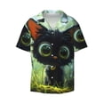 thumbnail image 3 of Balery Cute Big-Eyed Black Cat Men's Casual Button Down Shirt Short Sleeve Textured Summer Cuban Beach Shirts-4X-Large, 3 of 7