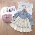 thumbnail image 4 of Vestido de princesa de lana con mangas abullonadas para mujer, otoño e invierno, vestido de cuello redondo de punto para niña pequeña, 4 of 6