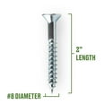 thumbnail image 3 of Hillman Wood Screws, #8 x 2", Steel, Zinc, Interior Screws, Phillips, Silver, 8 pack, 3 of 9