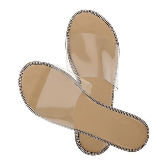 REOFLYUP 1 Pair of Clear Flat Shoes Transparent Rubber Stylish for Women Summer Outing