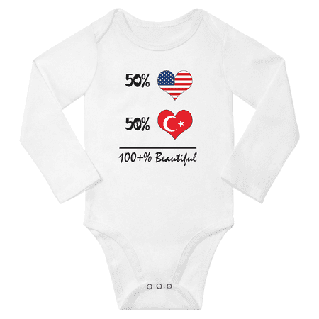 

50% Turkish + 50% American = 100+% Beautiful Baby Long Sleeve Romper (White 12 Months)