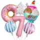 thumbnail image 1 of Set de globos con temática de rosquillas y helados, 6 unidades con 7 números para niños, 1 of 1