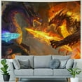 thumbnail image 4 of Creowell  Tapestry Dragon Wall Tapestry Battle of Cool Flame Dragon and Purple Lightning Dragon Wall Hanging Tapestry Wall Art for Living Room, Bedroom, Dorm, Dragon Lover Gift Ideas 40x30inch, 4 of 6