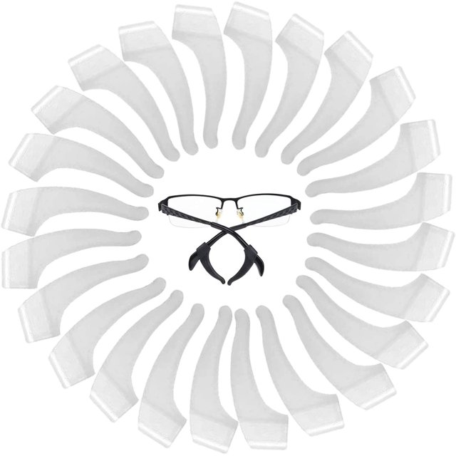 12 pares (transparentes) de gafas para orejas, soporte para correa de gafas deportivas para niños y adultos, retenedor de gafas, soporte de silicona antideslizante para gafas, punta de sien para gafas