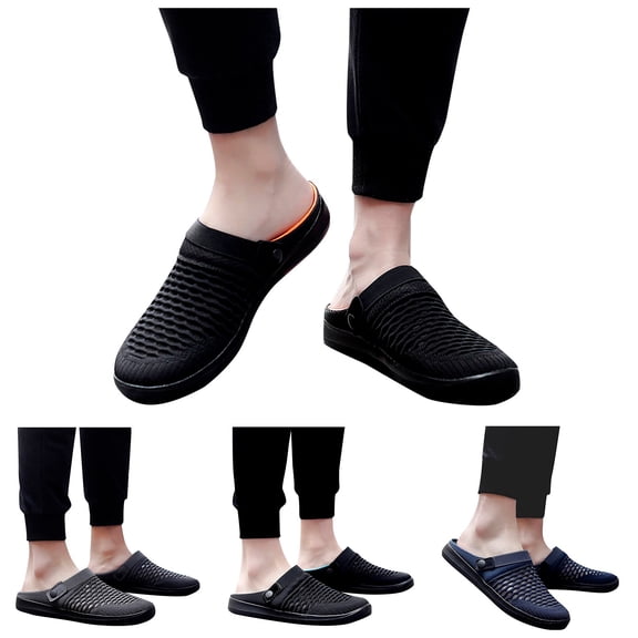 Modisza Slides for Men Closed Toe Quick Drying Garden Shoes Breathable Mesh Clog Beach Sports Flat Sandals with Arch Support Size 8 Blue