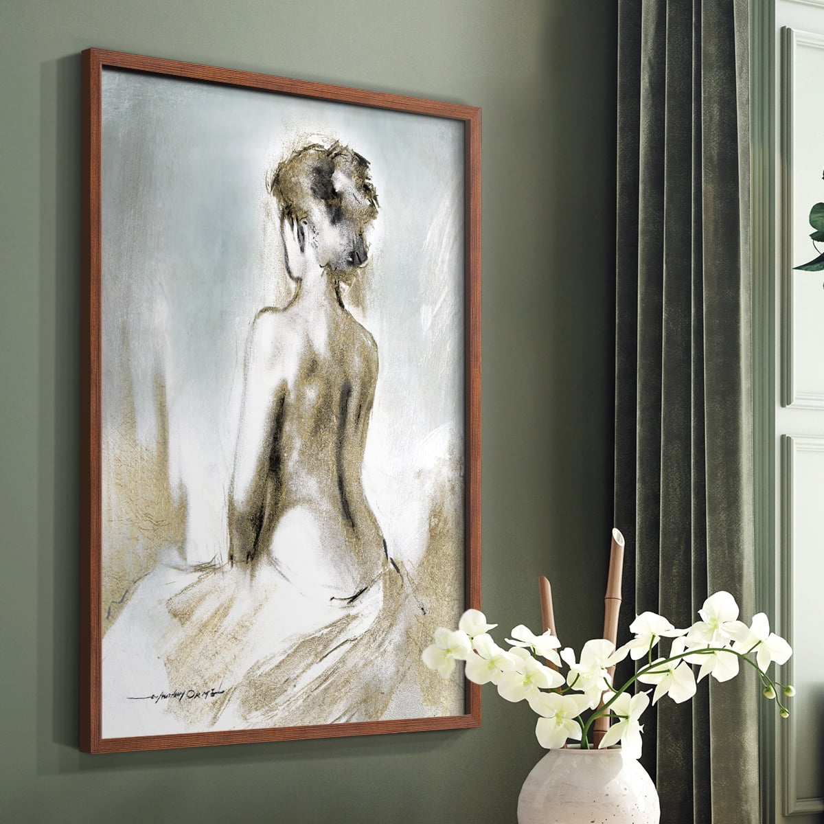 Figure in Golden Light II in Paper Solid Wood 11 x 14 Framed Print