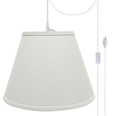 Swag Pendant Kit Aspen Creative 72682-21 One-Light Plug-In Swag Pendant Light Conversion Kit with Transitional Hardback Empire Fabric Lamp Shade, White, 13