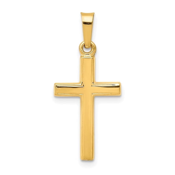 DewberryDiamonds 14k Yellow Gold Polished Latin Cross Pendant | Religious Charms | Cross Pendants | Latin Cross Pendant (Weight: 0.4 g, Length : 27 mm, Width: 12 mm)