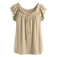 thumbnail image 5 of DHFJKG Womens Sleeveless T Shirt Ruffle Trim Scoop Neck Tank Top Casual Summer Beach Loose Fit Bohomian Vacation Clothes Trendy Tops, 5 of 5