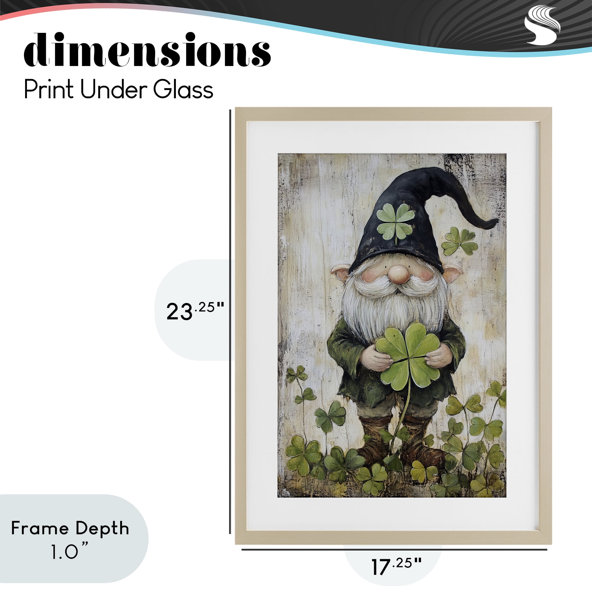 Stupell Industries Cottage Shamrock Gnome Birch Framed Print Under Glass, design by Tina LeCour