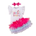 thumbnail image 6 of HAYIMI Baby Girl 1st Birthday Outfit Sets, Ruffle Sleeve My 1st Birthday Romper Gradient Tulle Tutu Skirt and Big Bow Headband Party Classic Clothes Sets, 6 of 6